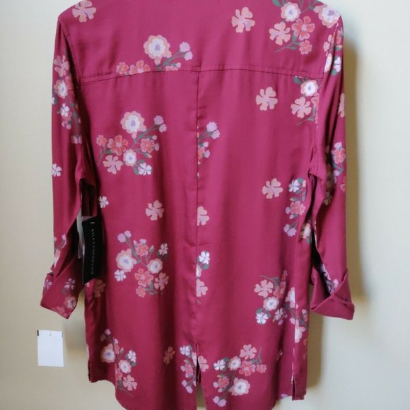 NWT BILLY T Tunic Top Lyocell Raspberry Floral Long Sleeves M - Picture 7 of 8